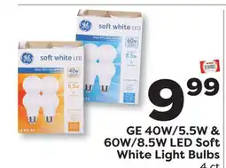 Weis Markets GE 40W/5.5W & 60W/8.5W LED Soft White Light Bulbs offer