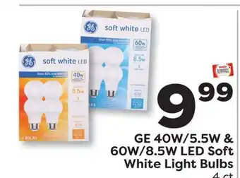 Weis Markets GE 40W/5.5W & 60W/8.5W LED Soft White Light Bulbs offer