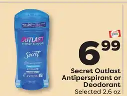Weis Markets Secret Outlast Antiperspirant or Deodorant offer