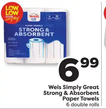 Weis Markets Weis Simply Great Strong & Absorbent Paper Towels offer