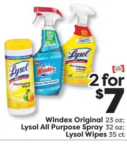 Weis Markets Windex Original 23 oz Lysol All Purpose Spray 32 oz Lysol Wipes 35 ct offer