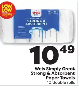 Weis Markets Weis Simply Great Strong & Absorbent Paper Towels offer