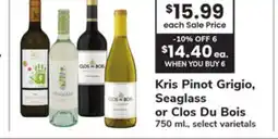 ACME Kris Pinot Grigio, Seaglass or Clos Du Bois offer
