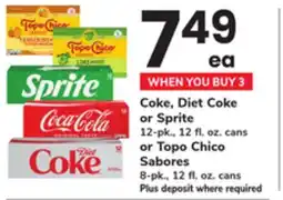 ACME Coke, Diet Coke or Sprite 12-pk., 12 fl. oz. cans or Topo Chico Sabores 8-pk., 12 fl. oz. cans offer