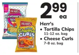 ACME Herr's 11-12 oz. bag-oz, Tortilla Chips, Cheese Curls 7 8. bag offer