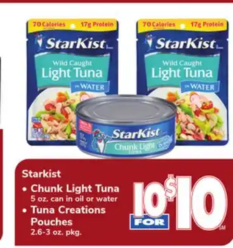 ACME Starkist Chunk Light Tuna 5 oz. can in oil or water Tuna Creations Pouches 2.6-3 oz. pkg offer