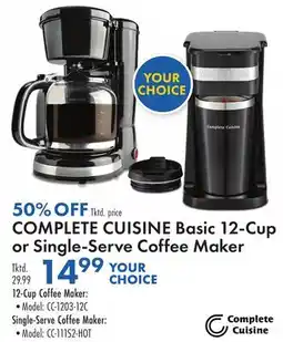 Boscov's COMPLETE CUISINE Basic 12-Cup or Single-Serve Coffee Maker offer