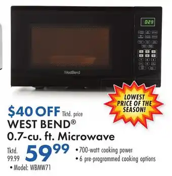 Boscov's WEST BEND 0.7-cu. ft. Microwave offer
