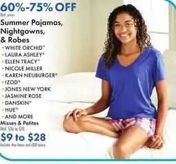 Boscov's Summer Pajamas, Nightgowns, & Robes offer