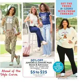 Boscov's JUNIORS & JUNIORS PLUS Denim & Activewear offer