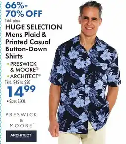 Boscov's HUGE SELECTION Mens Plaid & Printed Casual Button-Down Shirts offer