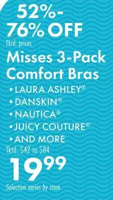 Boscov's Misses 3-Pack Comfort Bras offer