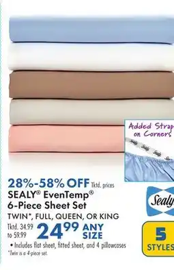 Boscov's SEALY EvenTemp 6-Piece Sheet Set offer