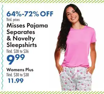 Boscov's Misses Pajama Separates & Novelty Sleepshirts offer