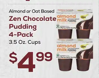 DeCicco & Sons Almond or Oat Based Zen Chocolate Pudding 4-Pack offer