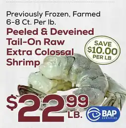 DeCicco & Sons Peeled & Deveined Tail-On Raw Extra Colossal Shrimp offer