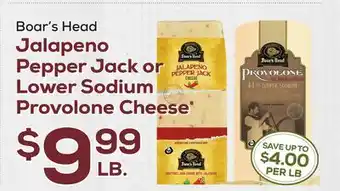 DeCicco & Sons Boar's Head Jalapeno Pepper Jack or Lower Sodium Provolone Cheese offer