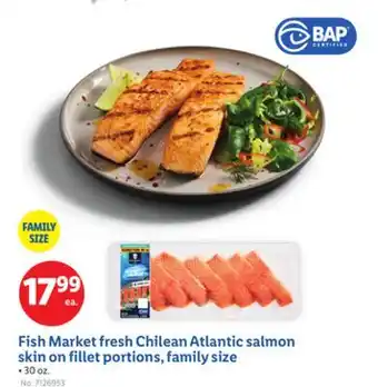 Lidl Fish Market fresh Chilean Atlantic salmon skin on fillet portions, family size offer