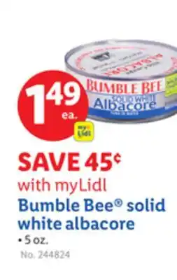 Lidl Bumble Bee solid white albacore offer