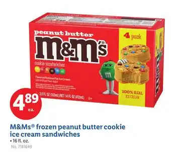 Lidl M & Ms frozen peanut butter cookie ice cream sandwiches offer