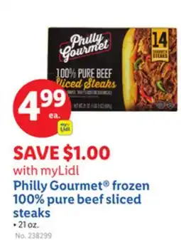 Lidl Philly Gourmet frozen 100% pure beef sliced steaks offer