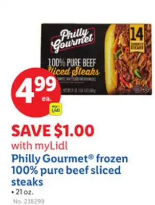 Lidl Philly Gourmet frozen 100% pure beef sliced steaks offer