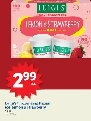 Lidl Luigi's frozen real Italian ice, lemon & strawberry offer