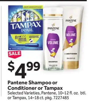 Stop&Shop Pantene Shampoo or Conditioner or Tampax offer