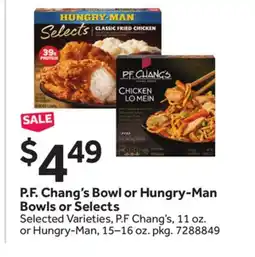 Stop&Shop P.F. Chang's Bowl or Hungry-Man Bowls or Selects offer