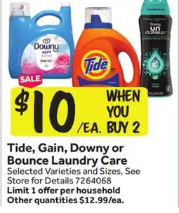 Stop&Shop Tide, Gain, Downy or Bounce Laundry Care offer