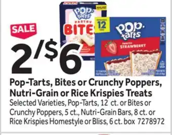 Stop&Shop Pop-Tarts, Bites or Crunchy Poppers, Nutri-Grain or Rice Krispies Treats offer