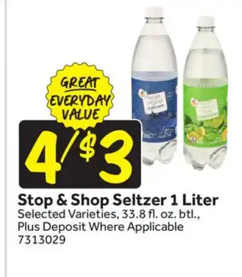 Stop&Shop Stop & Shop Seltzer 1 Liter offer
