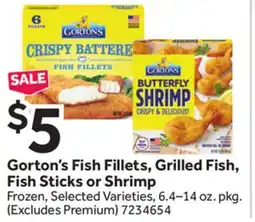 Stop&Shop Gorton's Fish Fillets, Grilled Fish, Fish Sticks or Shrimp offer