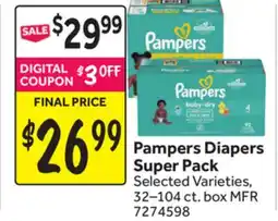 Stop&Shop Pampers Diapers Super Pack offer