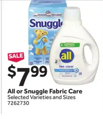 Stop&Shop All or Snuggle Fabric Care offer