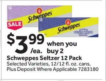 Stop&Shop Schweppes Seltzer 12 Pack offer