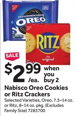 Stop&Shop Nabisco Oreo Cookies or Ritz Crackers offer