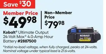 Lowe's Ultimate Output 24-Volt MaxC 4.0-Amp Hour Battery offer