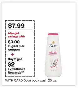CVS Dove body wash 20 oz offer