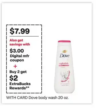 CVS Dove body wash 20 oz offer