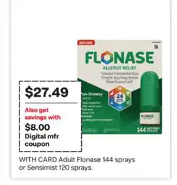 CVS Adult Flonase 144 sprays or Sensimist 120 sprays offer