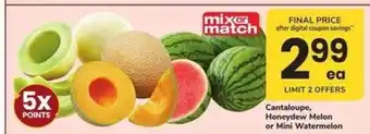 Safeway Cantaloupe, Honeydew Melon or Mini Watermelon offer