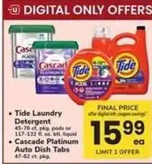 Safeway Tide Laundry Detergent and Cascade Platinum Auto Dish Tabs offer