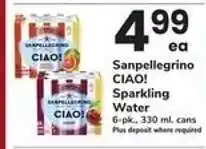 Safeway SANPELLEGRINO CIAO! SPARKLING WATER offer