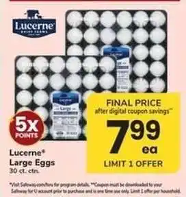 Safeway Lucerne Large Eggs offer