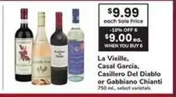 Safeway La Vieille, Casal Garcia, Casillero Del Diablo or Gabbiano Chianti offer