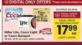 Safeway Miller Lite, Coors Light or Coors Banquet offer