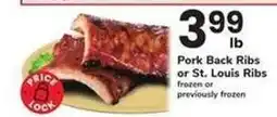 Safeway Pork Back Ribs or St Louis Ribs offer