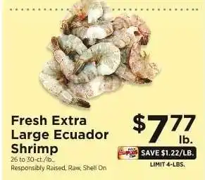 ShopRite Fresh Extra Large Ecuador Shrimp offer