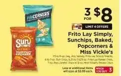 ShopRite Frito Lay Simply, Sunchips, Baked, Popcorners & Miss Vickie's offer